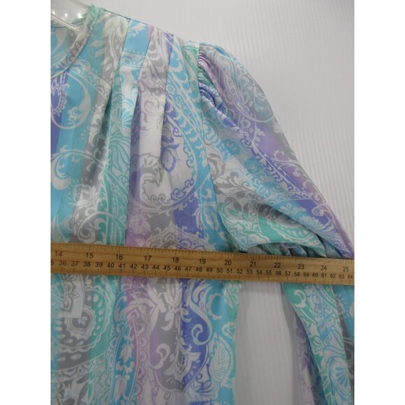 VINTAGE Eva Laurel Top 12 Blouse Paisley Striped Button Up Boho 90s - Picture 5 of 11